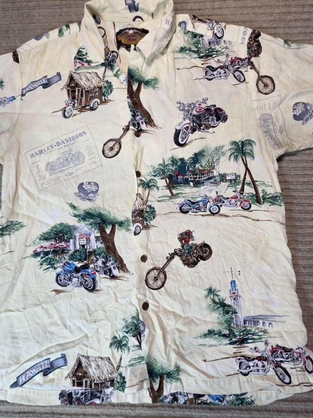 Harley-Davidson Motorcycles An American Legend Men’s Sz Med Hawaiian Shirt